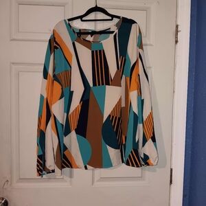 Geometric Patterned Women's Blouse Plus Sz 5X